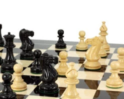 Atlantic Gloss Black And Natural Chess Set -Chess Shop RCPB145 03