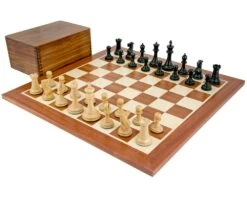 Old English Elite Ebony & Mahogany Chess Set