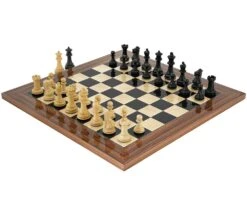 Old English Black And Palisander Chess Set