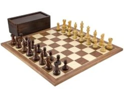Atlantic Large Rosewood And Walnut Chess Set With Case
