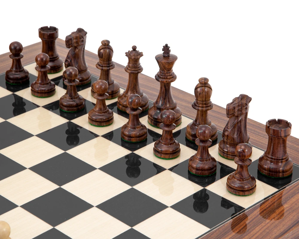 Supreme Rosewood Chess Set With Burl Wood Case 3 Supreme Rosewood Chess Set With Burl Wood Case - Image 3