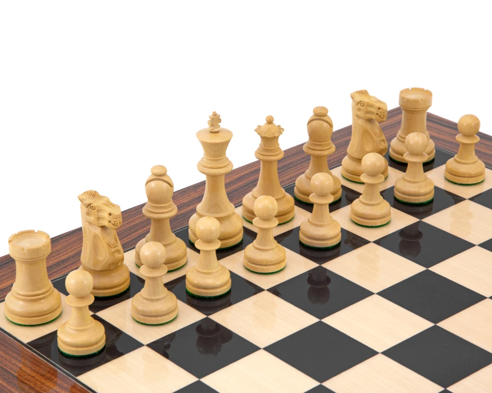 Supreme Rosewood Chess Set With Burl Wood Case 4 Supreme Rosewood Chess Set With Burl Wood Case - Image 4