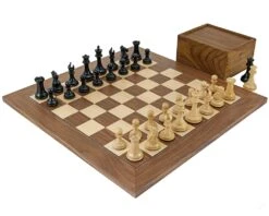 Sovereign Ebonised And Walnut Chess Set With Case