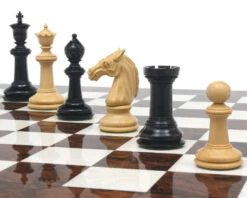 Classic Staunton Ebony & Dark Walnut Bath Series Grand Chess Set -Chess Shop RCPB295b 06