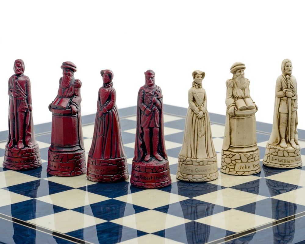 The Berkeley Chess Scottish Cardinal Blue Chess Set 5 The Berkeley Chess Scottish Cardinal Blue Chess Set - Image 5