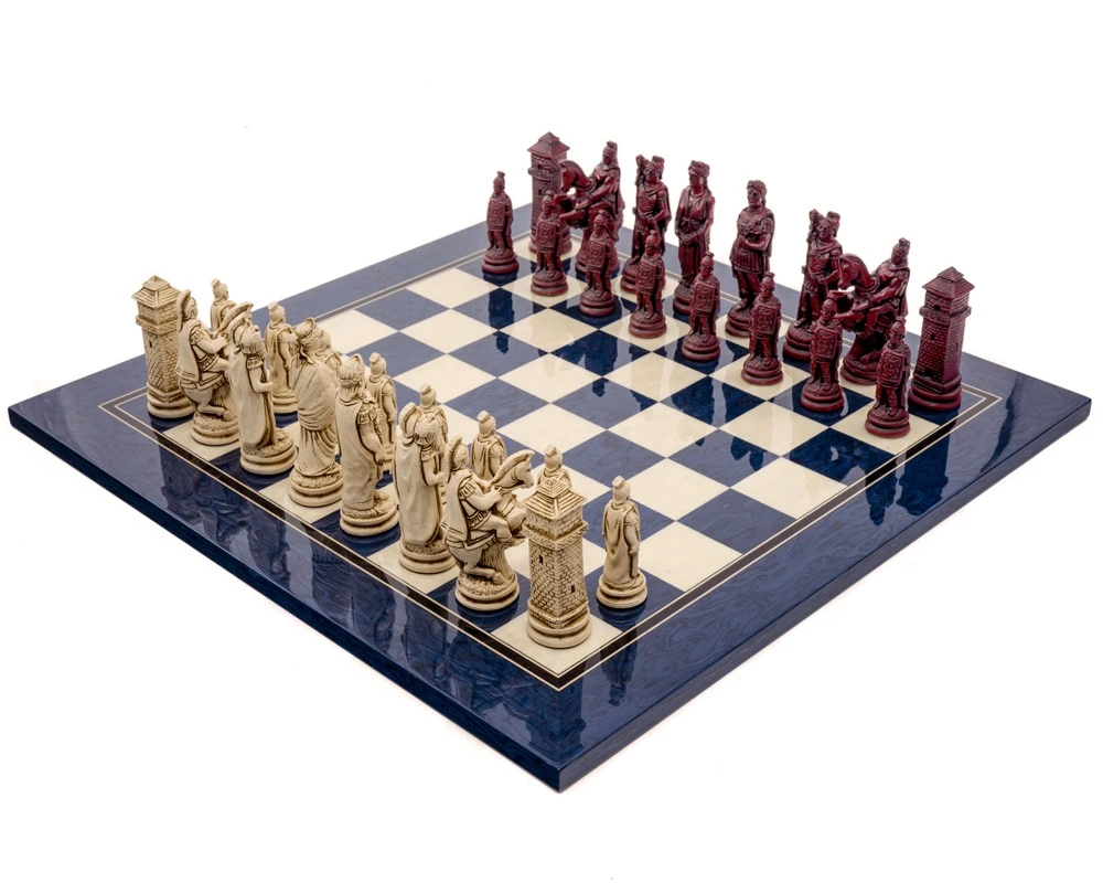The Berkeley Chess Roman Blue Cardinal Chess Set 1 The Berkeley Chess Roman Blue Cardinal Chess Set