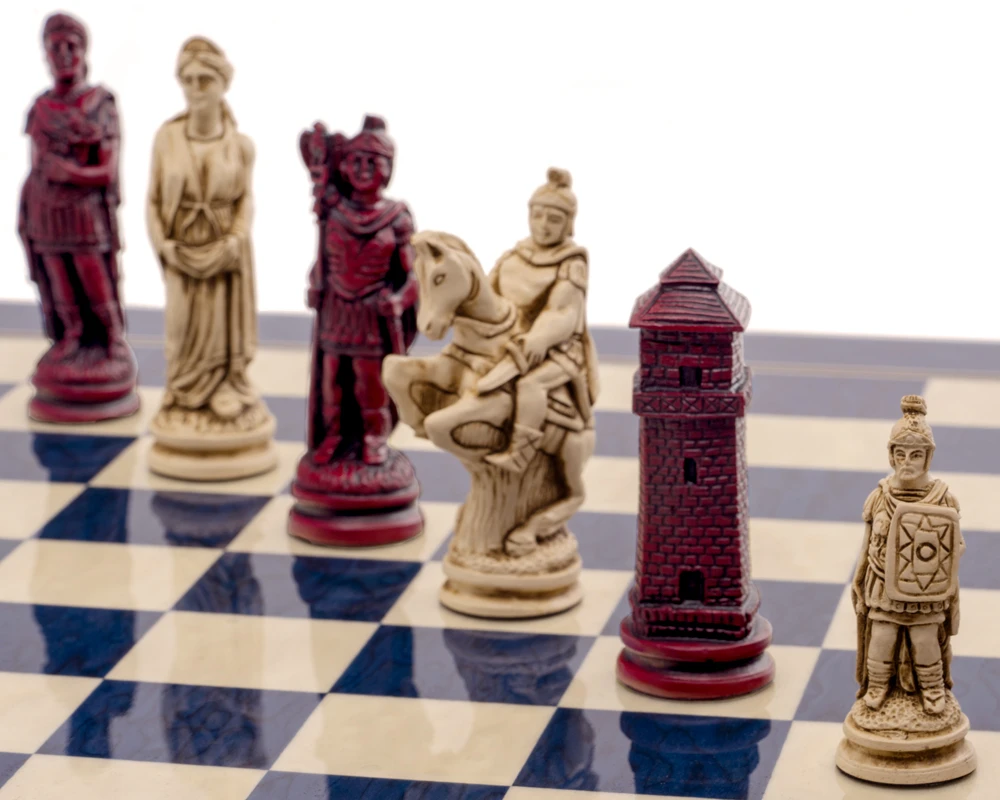 The Berkeley Chess Roman Blue Cardinal Chess Set 6 The Berkeley Chess Roman Blue Cardinal Chess Set - Image 6