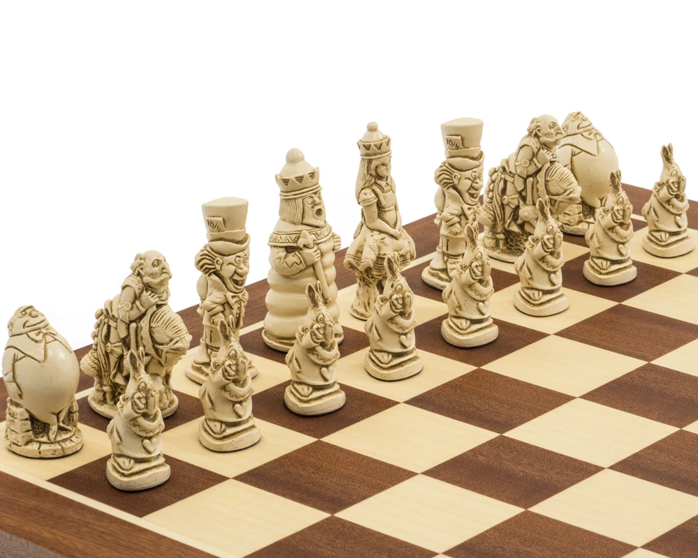 The Berkeley Chess Alice In Wonderland Russet & Mahogany Chess Set 2 The Berkeley Chess Alice In Wonderland Russet & Mahogany Chess Set - Image 2