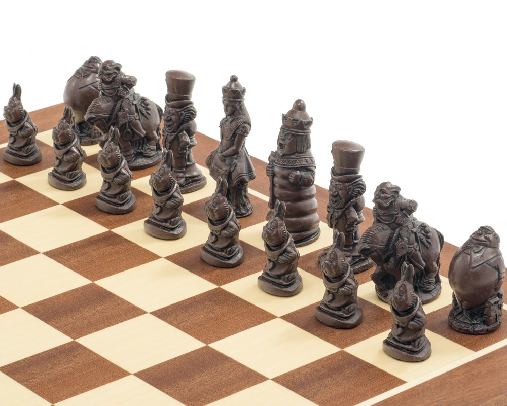 The Berkeley Chess Alice In Wonderland Russet & Mahogany Chess Set 3 The Berkeley Chess Alice In Wonderland Russet & Mahogany Chess Set - Image 3