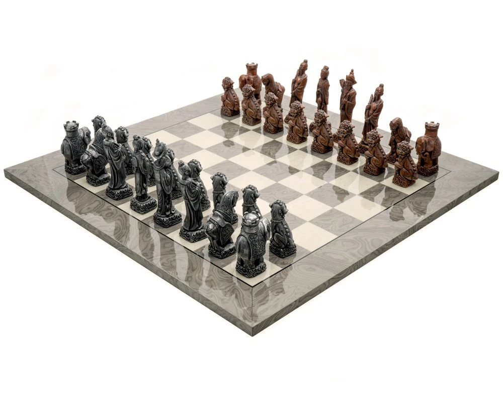 The Berkeley Chess Mandarin Grey Metal Chess Set 1 The Berkeley Chess Mandarin Grey Metal Chess Set
