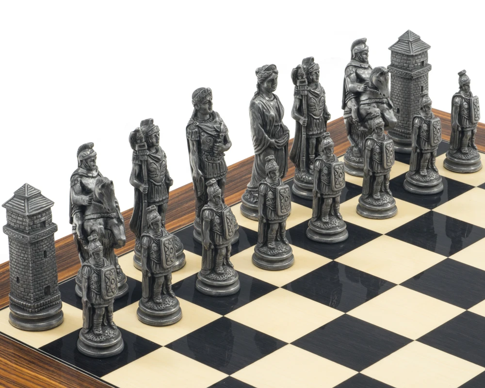 The Berkeley Chess Roman Metal & Palisander Chess Set 3 The Berkeley Chess Roman Metal & Palisander Chess Set - Image 3