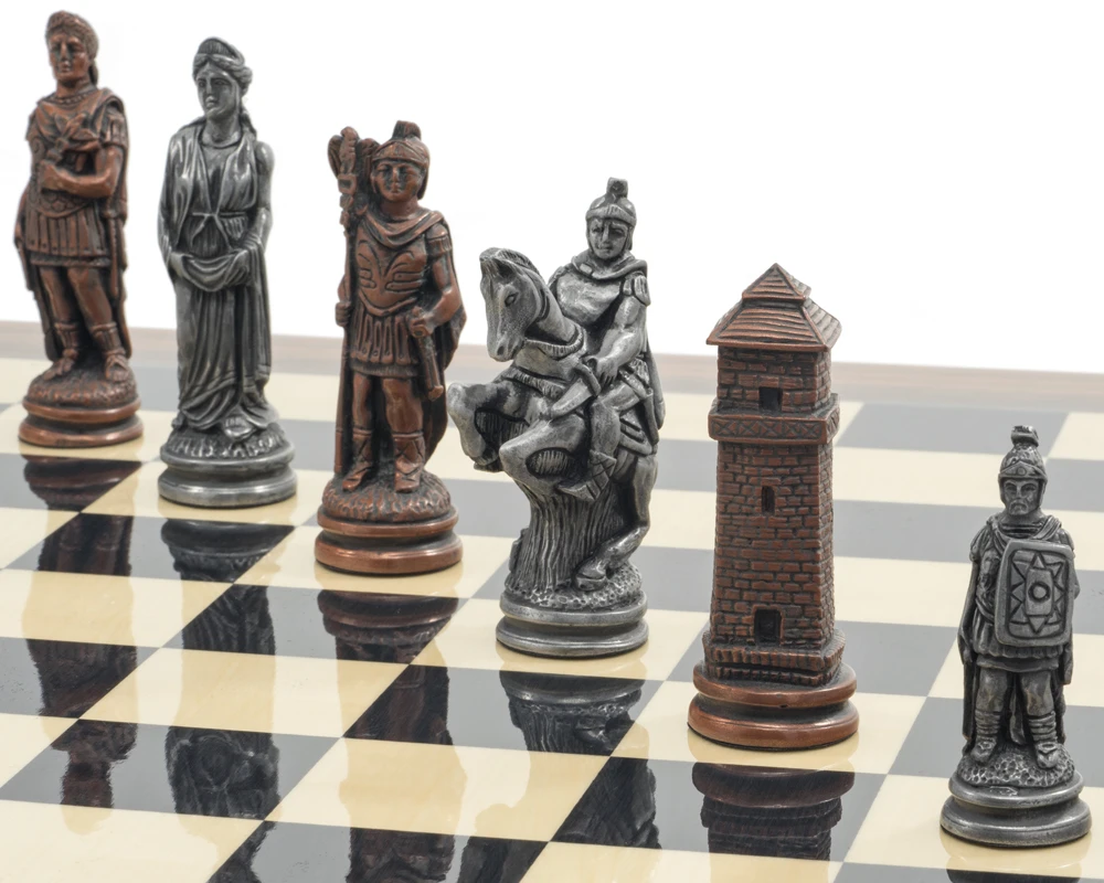 The Berkeley Chess Roman Metal & Palisander Chess Set 6 The Berkeley Chess Roman Metal & Palisander Chess Set - Image 6
