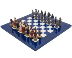 The King Arthur Hand Painted Themed Luxury Blue Chess Set By Italfama