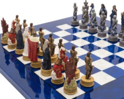 The King Arthur Hand Painted Themed Luxury Blue Chess Set By Italfama -Chess Shop RCPB427 02