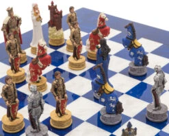 The King Arthur Hand Painted Themed Luxury Blue Chess Set By Italfama -Chess Shop RCPB427 04