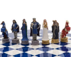 The King Arthur Hand Painted Themed Luxury Blue Chess Set By Italfama -Chess Shop RCPB427 05