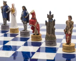 The King Arthur Hand Painted Themed Luxury Blue Chess Set By Italfama -Chess Shop RCPB427 06
