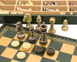 The Turin Verde Italian Chess Set Incorporating Backgammon Board, Dice And Draughts -Chess Shop RCPB443 08