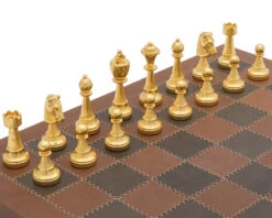 The Messina Gold And Silver Italian Leather Luxury Chess Set -Chess Shop RCPB446 03
