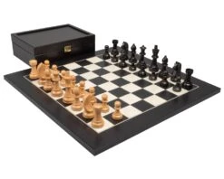 The Down Head Knight And Black Deluxe Chess Set With Case