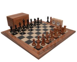 The 1849 Reproduction Staunton Ebony, Antiqued And Palisander Luxury Chess Set