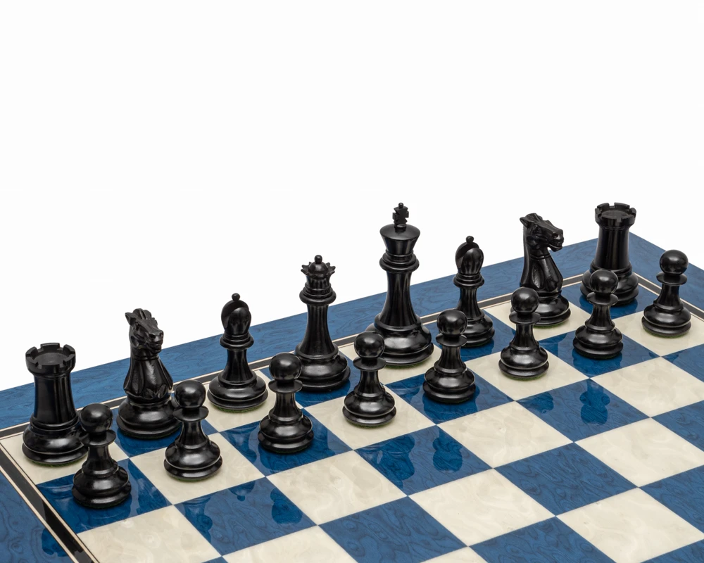 The Windsor Ebony And Blue Luxury Chess Set 2 The Windsor Ebony And Blue Luxury Chess Set - Image 2