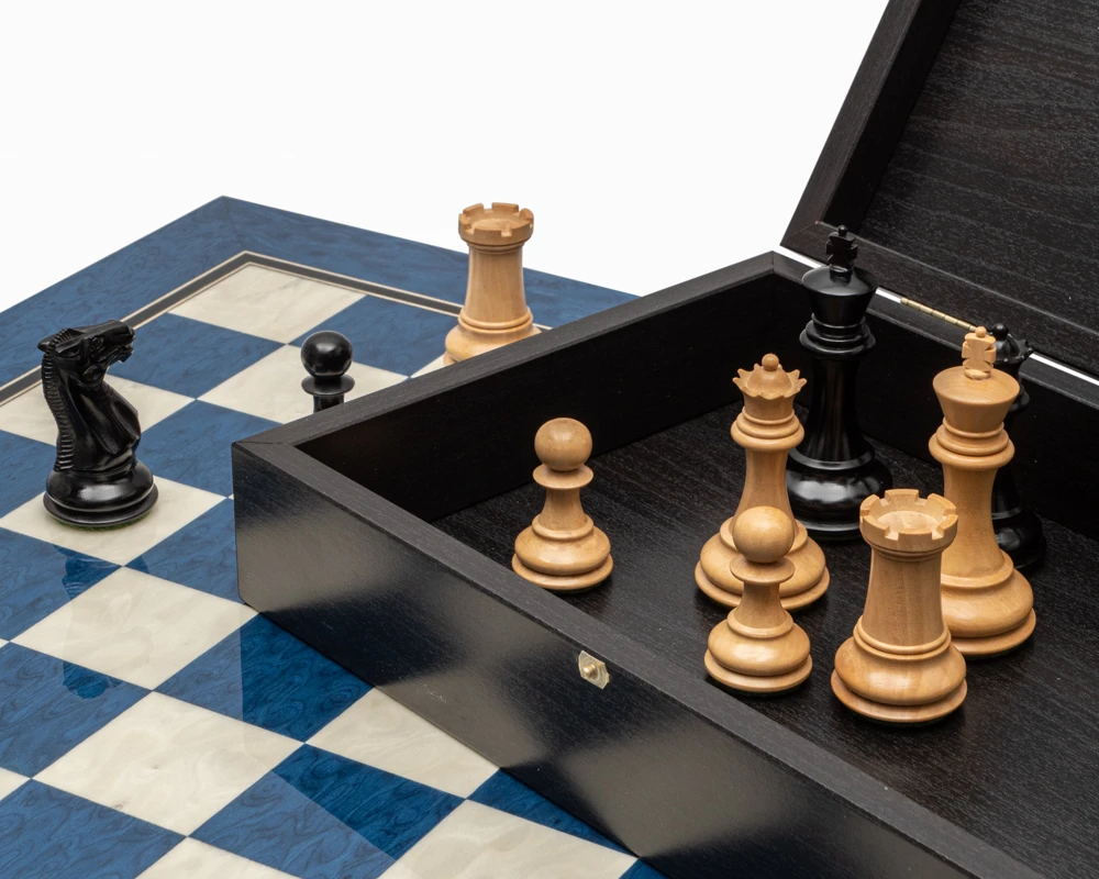 The Windsor Ebony And Blue Luxury Chess Set 5 The Windsor Ebony And Blue Luxury Chess Set - Image 5