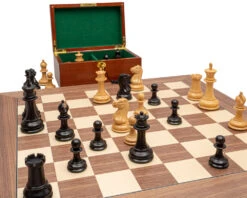 The 1851 Reproduction Ebony And Walnut Luxury Staunton Chess Set -Chess Shop RCPB545 03