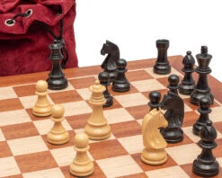 The Down Head Black Mahogany Compact Chess Set With Bag -Chess Shop RCPB553 02