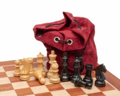 The Down Head Black Mahogany Compact Chess Set With Bag -Chess Shop RCPB553 03