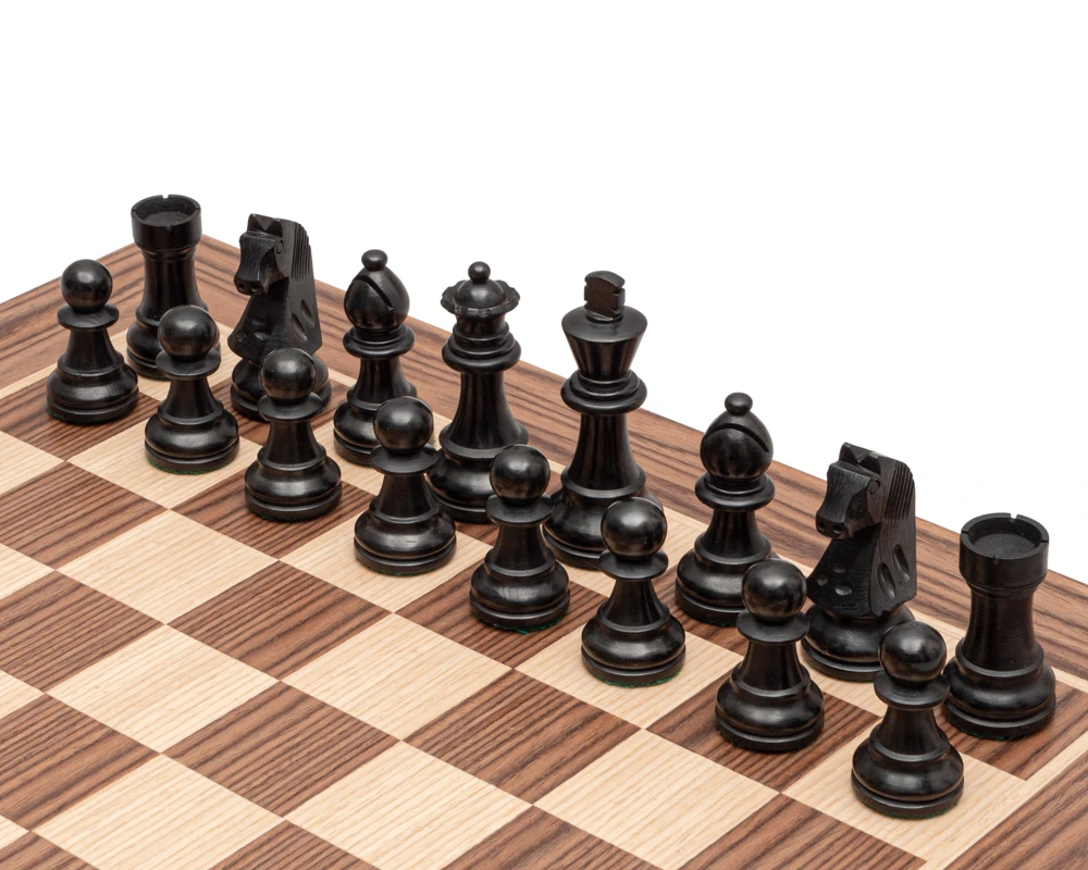 The Down Head Black And Walnut Compact Chess Set With Bag 2 The Down Head Black And Walnut Compact Chess Set With Bag - Image 2