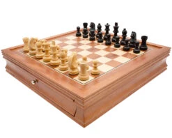 The Down Head Black And Mahogany Chess Set With Cabinet
