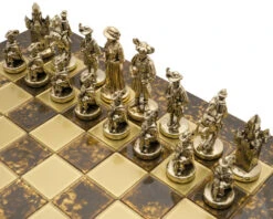 The Manopoulos Medieval Knights Luxury Chess Set With Wooden Case - LARGE -Chess Shop S12BRO 02