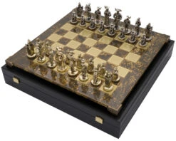 The Manopoulos Medieval Knights Luxury Chess Set With Wooden Case - LARGE -Chess Shop S12BRO 06