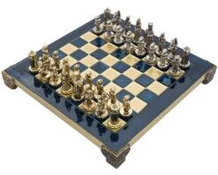 The Manopoulos Byzantine Empire Chess Set With Wooden Case In Blue - COMPACT
