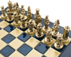 The Manopoulos Byzantine Empire Chess Set With Wooden Case In Blue - COMPACT -Chess Shop S1BLU 02