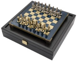 The Manopoulos Byzantine Empire Chess Set With Wooden Case In Blue - COMPACT -Chess Shop S1BLU 06