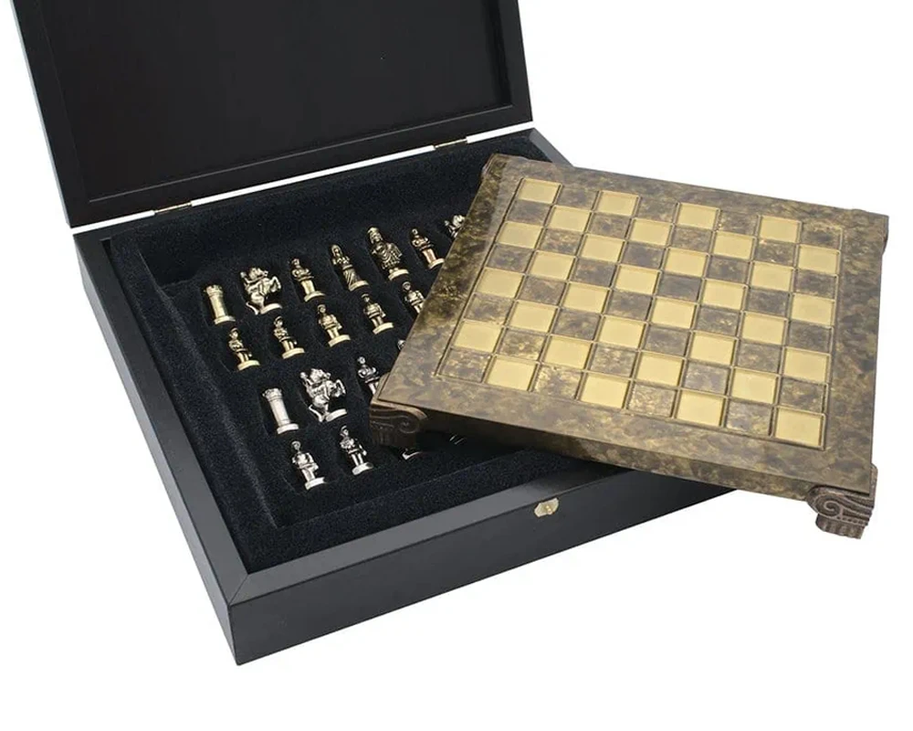 The Manopoulos Byzantine Empire Chess Set With Wooden Case In Brown - COMPACT 2 The Manopoulos Byzantine Empire Chess Set With Wooden Case In Brown - COMPACT - Image 2