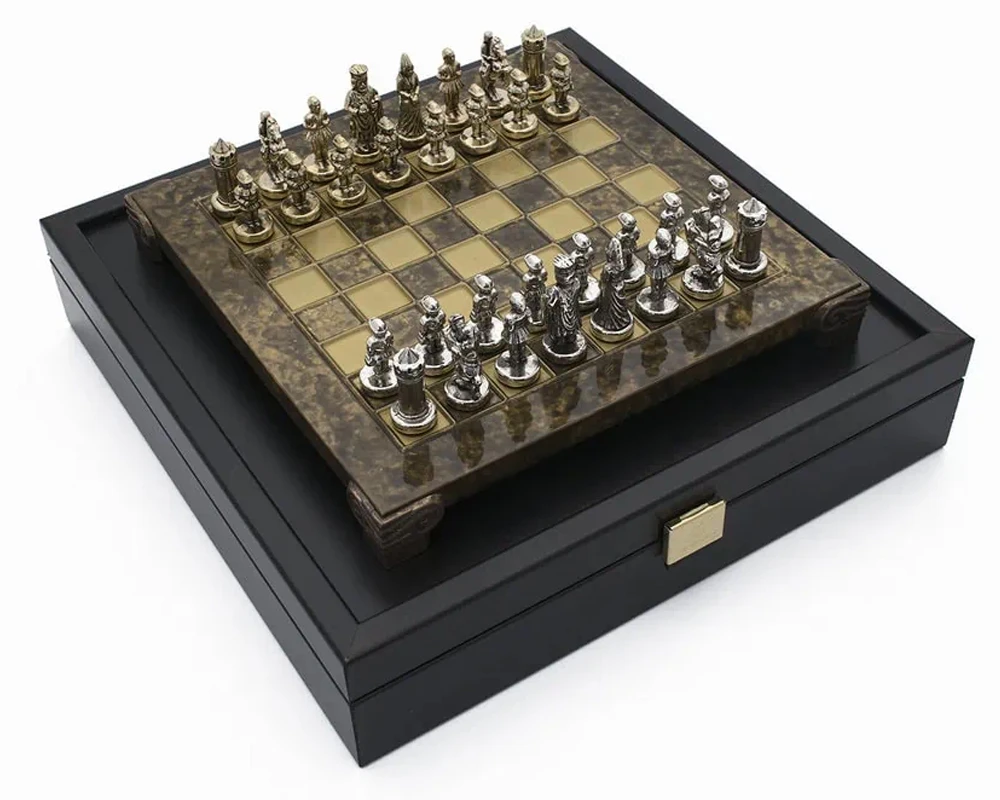 The Manopoulos Byzantine Empire Chess Set With Wooden Case In Brown - COMPACT 3 The Manopoulos Byzantine Empire Chess Set With Wooden Case In Brown - COMPACT - Image 3