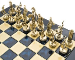 The Manopoulos Greek Mythology Chess Set With Wooden Case - MEDIUM -Chess Shop S4BLU 02