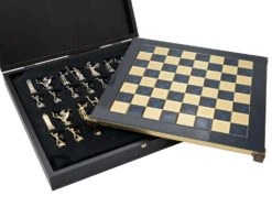 The Manopoulos Greek Mythology Chess Set With Wooden Case - MEDIUM -Chess Shop S4BLU 04