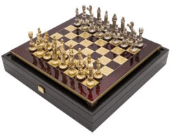 The Manopoulos Renaissance Chess Set With Wooden Case - MEDIUM -Chess Shop S9RED 06