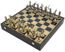 The Manopoulos Greek Mythology Grand Deluxe Chess Set With Wooden Case